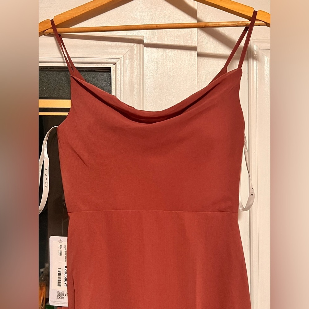 Azazie Orange Maxi Dress Spaghetti Strap Sundress - Picture 5 of 10